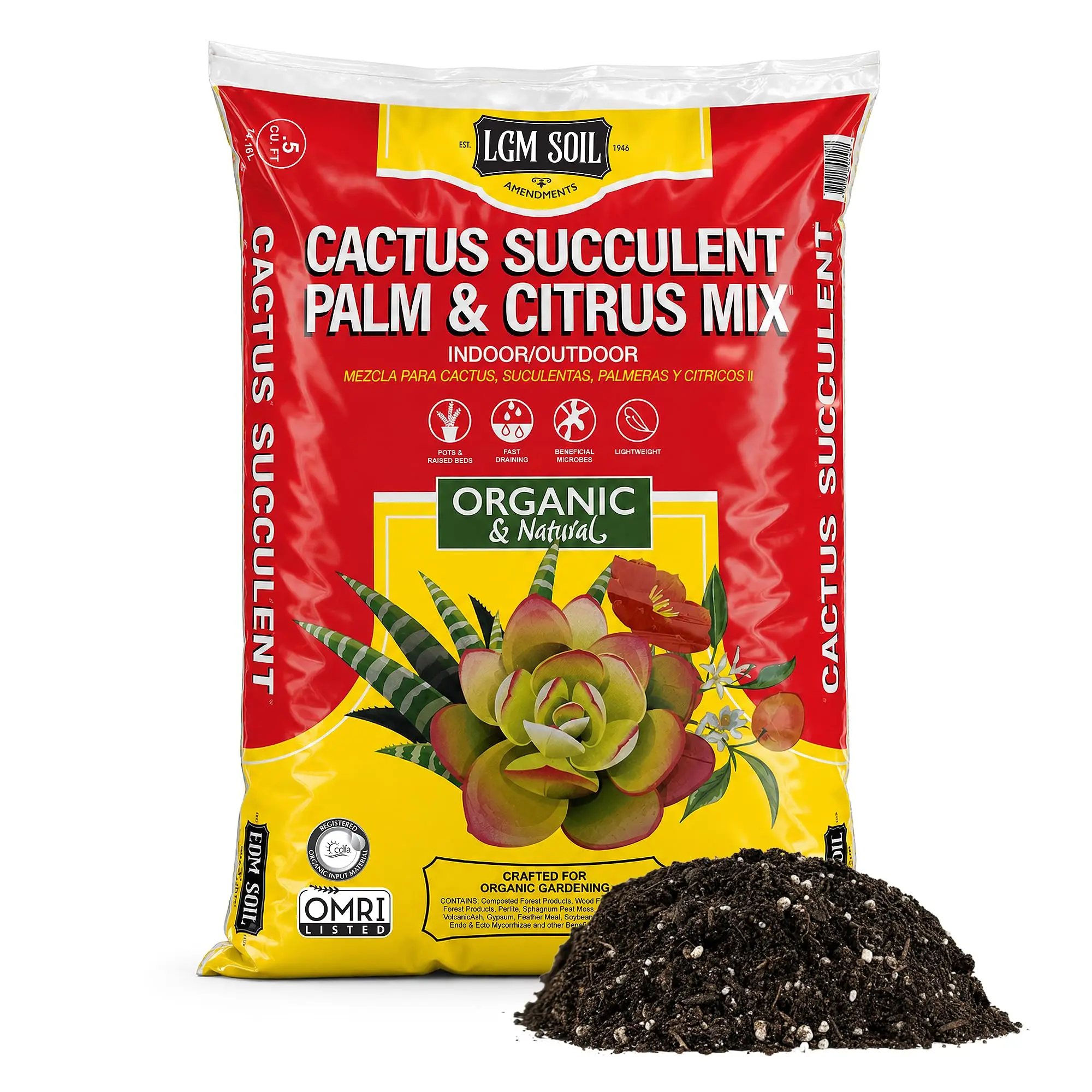 LGM Premium Cactus & Succulent Soil Mix with Volcanic Ash for Indoor Plants Fast Draining Organic