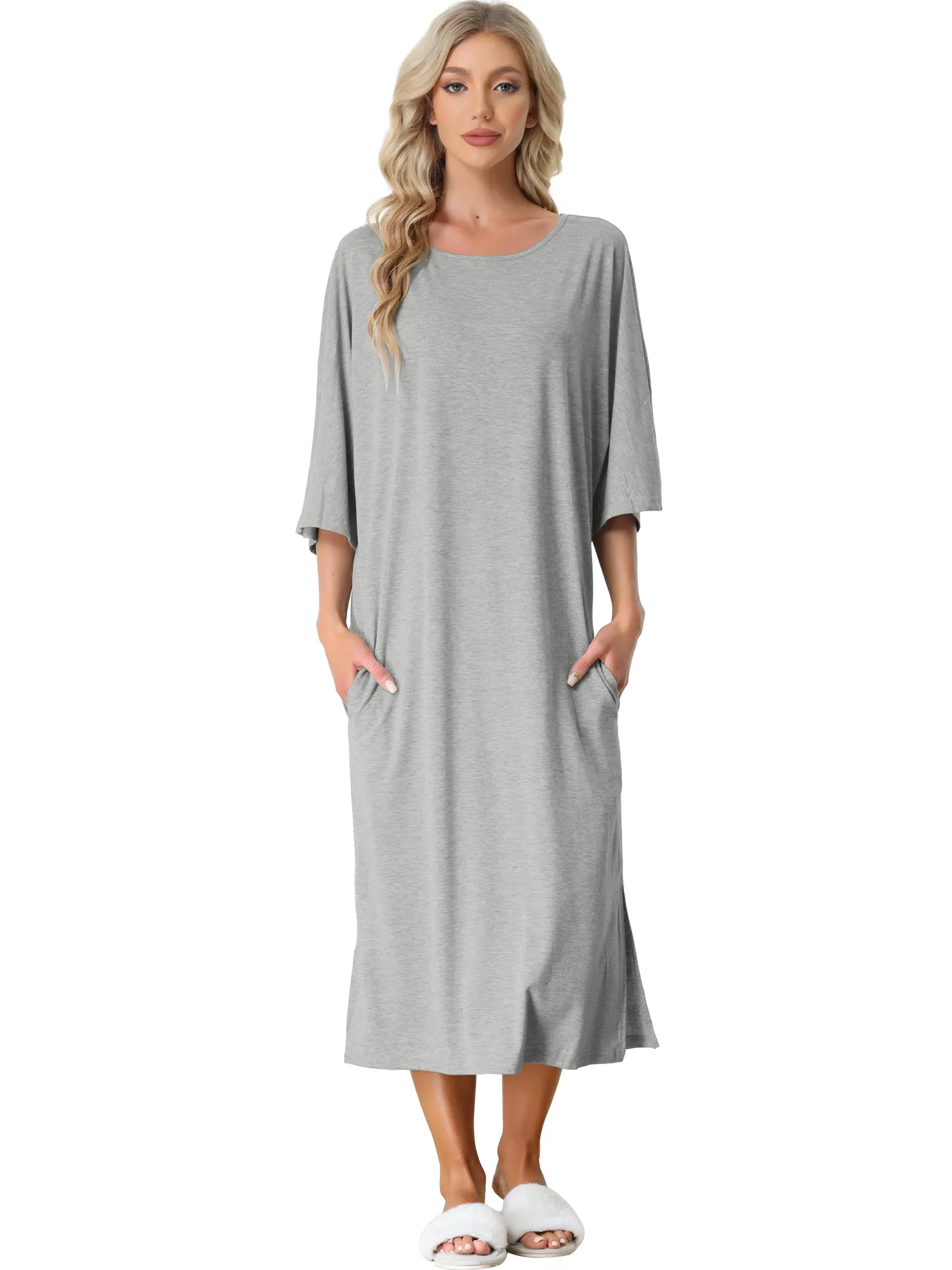 INSPIRE CHIC Women's Sleepshirt Nightshirt 3/4 Sleeve Nightgown Sleep Shirt Dress