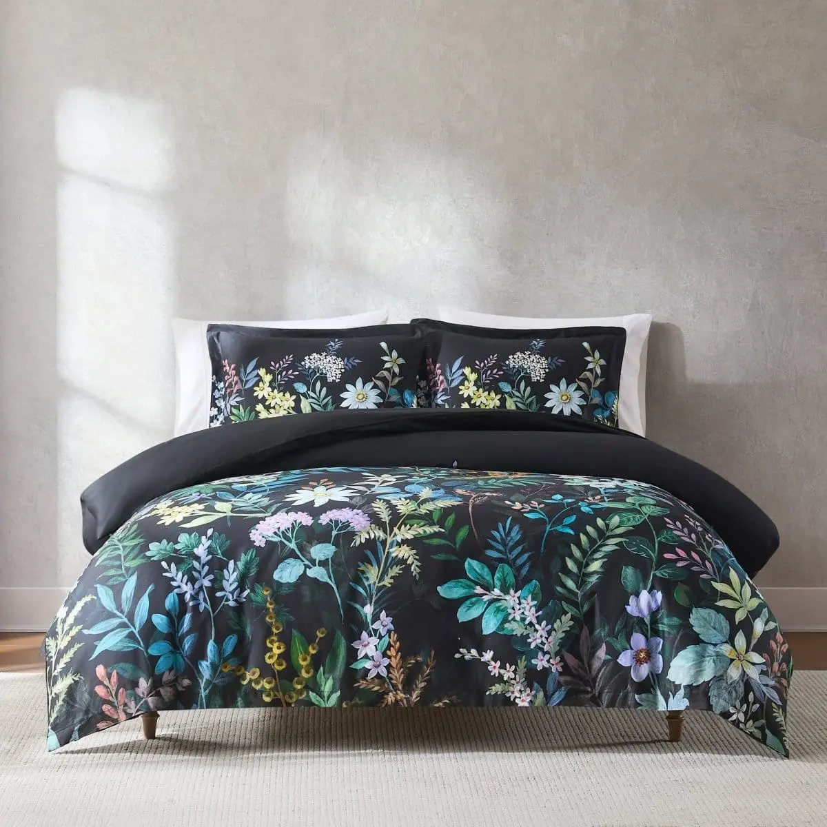 Lush Decor Fantasy Floral Cotton Duvet Cover Set - 3-Piece Full/Queen Size with 1 Duvet Cover & 2 Shams, 100% Cotton, OEKO-TEX Certified, Modern Victorian Gothic Decor, Botanical & Floral Bedding Sets, Botanical Bedding Set
