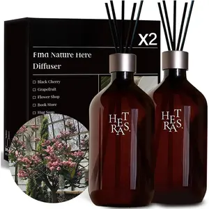hetras  Reed Diffuser Set 16.9 fl.oz. 2 Pack | Flower Shop -  & Green Grass Scent | Long-Lasting Luxury  with 10 Reed Sticks for Home & Office | Gifts for Loved One