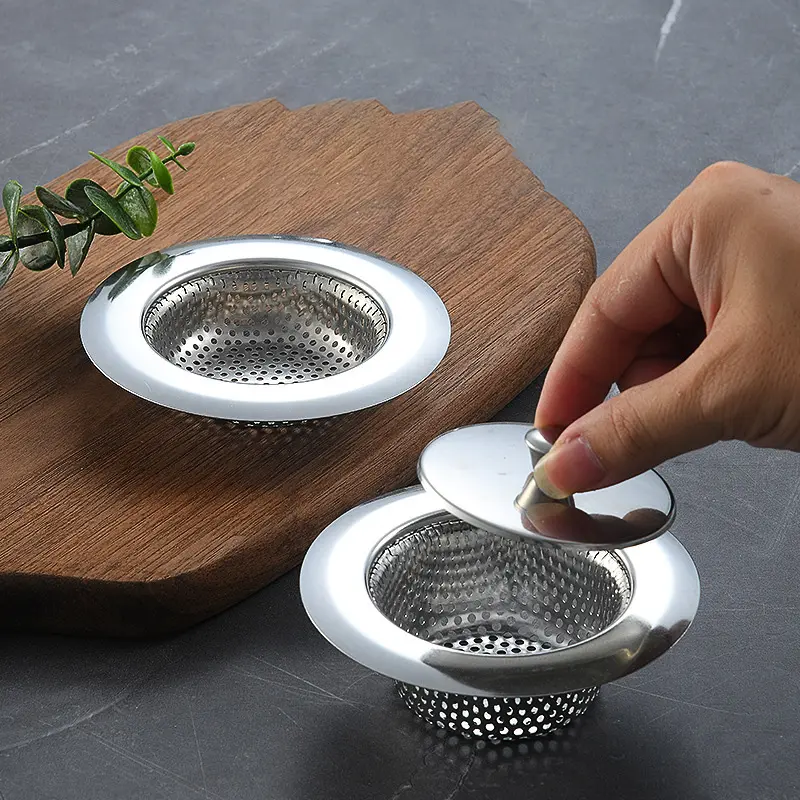 2PCS 3-in-1 Stainless Steel Cleaning Kitchen Sink Strainer Stopper Set, Pop-Up Anti-Clogging Drain Filter with Handle for 3.5" Camp Kitchen Drains, Functional