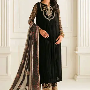 Baroque-EMBROIDERED CHIFFON-3 PC small