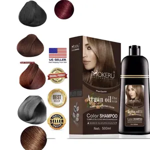 MOKERU DYE HAIR Shampoo PROFESSIONAL-ARGAN OIL/PLANT BASED Complete Coverage on white hair/Net 500ml-16.09 Oz-BIG BOTTLE/COLORS AVAILABLE-Coffee Brown-GrapeRed-Silver Grey-Dark Brown-Light Brown-Honey pure brown-Hair Color Shampoo