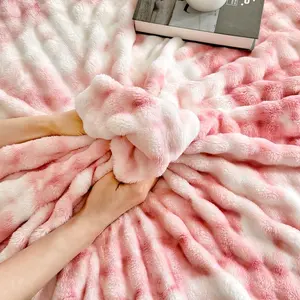 ORHOPUI Luxury Faux Rabbit Fur Soft Cozy Plush Blanket Tie Dye Design Suitable for Bedroom Living Room Christmas Gift