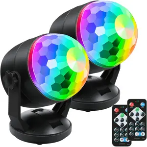 Luditek 2-Pack Portable Sound Activated Party Lights Indoor, Battery Powered/USB Dj Disco Ball Strobe Lights for Car Room, Adults Gifts, New Years Eve Party Supplies 2025 Christmas Decorations