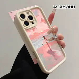 Phone Case for iPhone 17 16 E Pro Max 15 Plus 14 13 12 11 XS XR Pink Sunset Surf Girl Shockproof TPU Bumper Lightweight Anti-Scratch Cover