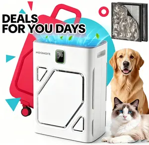 Meowant Pet Air Purifier with True HEPA Filter, H13 Grade, Dual U-Shape Inlets, 6-Layer Filtration, PM2.5 Monitor, Quiet Sleep Mode, Smart AQI Display, 2600 ft² Coverage, ETL Certified (for Pet Lovers)