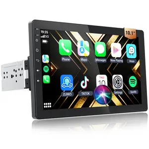Haudio 2026 10.1" Rotatable Touch Screen Single Din Vertical Fit Car Stereo - Android 13, 4-Core CPU, 2GB+32GB, Wireless CarPlay/Android Auto, GPS Navigation, Hi-Fi Sound, Bluetooth 4.2, AHD Backup Camera with