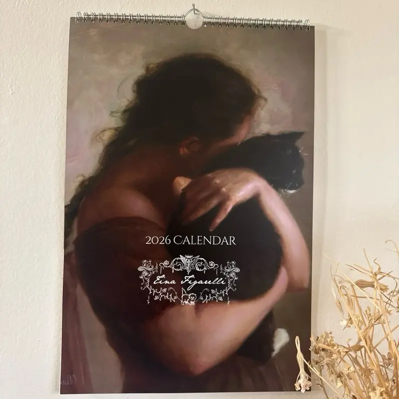 Tina Figarelli 2026 Calendar Fine Art Painting Calendar with Portraits and Cats Classical Realism