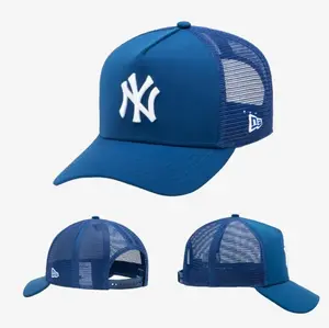 New Era New York Yankees Mesh Trucker Hat - Adjustable Royal Blue MLB Baseball Cap, A-Frame Snapback