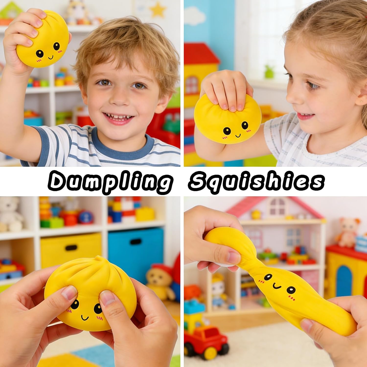 Glitter Dumpling Squishy Mystery ,3.15 inches in diameter,2026 Upgraded Dumplings Squishes for Adults Teens Squeeze Easter Basket Stuffers & Stocking Stuff Smiling