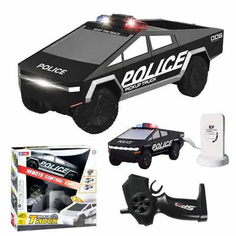 1/24 Detail Scale Realistic RC Cop Car Toy, Miniature Remote Controlled Vehicle (23x9x9.5cm) - Rechargeable, Built-in Lights Add Nighttime Fun, Cargo Space, for Boys - RC Cars