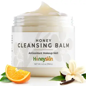 Honeyskin Honey Cleansing Balm Makeup Remover – Antioxidant-Rich Hydrating Facial Cleanser | Makeup Melting Balm for Waterproof Makeup, Sensitive Eyes & All Skin Types | Alcohol-Free, Clean Beauty, 4oz