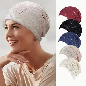 5-Pack Vintage Lace Women'S Turban Caps, Breathable Knit Fabric Headscarves with Toggle Closure, Fitted All-Season Headwear for Chemo Patients tiktokshopspringglowup