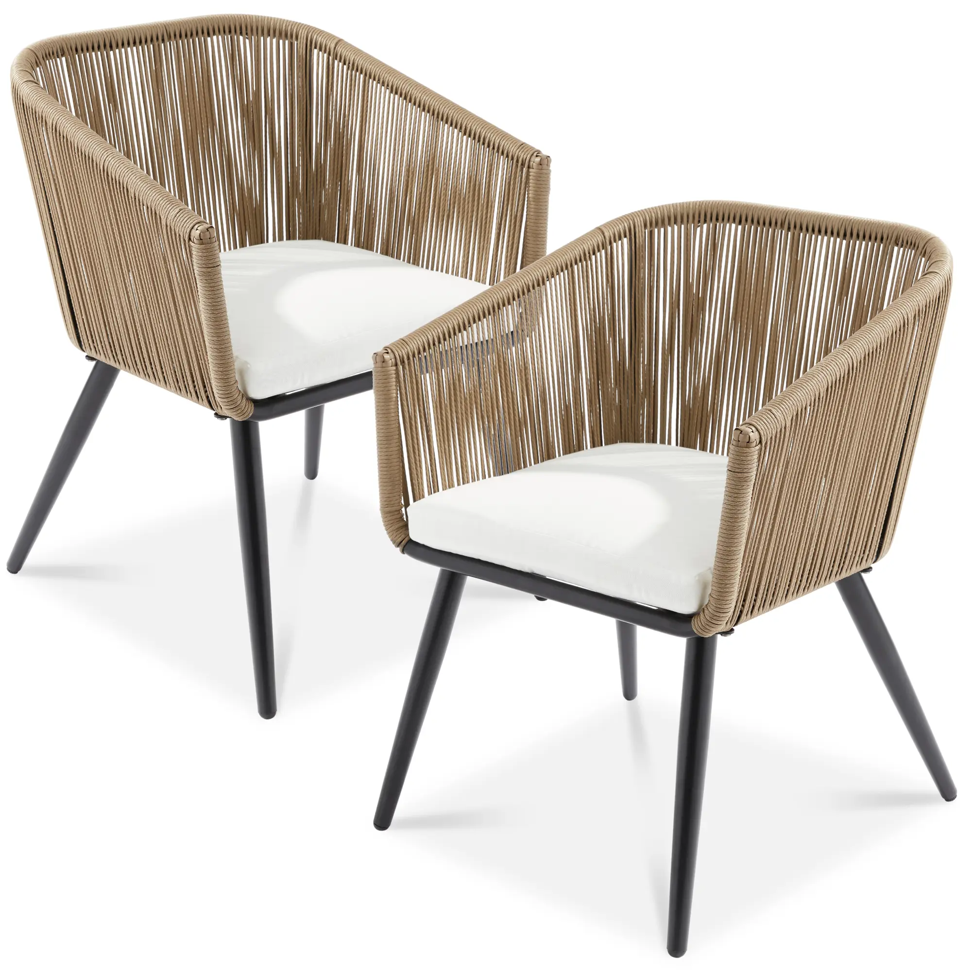 Best Choice Products Set of 2 Indoor Outdoor Patio Dining Chairs Woven Wicker Seating Set 250lb Capacity