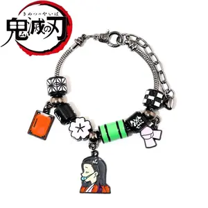 Anime Demon Slayer Bracelet DIY Cartoon Anime Character Kamado Nezuko Bracelets For Fans Cosplay Charm Jewelry Gifts
