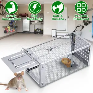 Stainless Steel Rodent Trap - High Sensitivity Pedal Auto-Locks Door, Humane Live Capture - Safe, Durable, Indoor/Outdoor Versatile Placement, Easy to Use