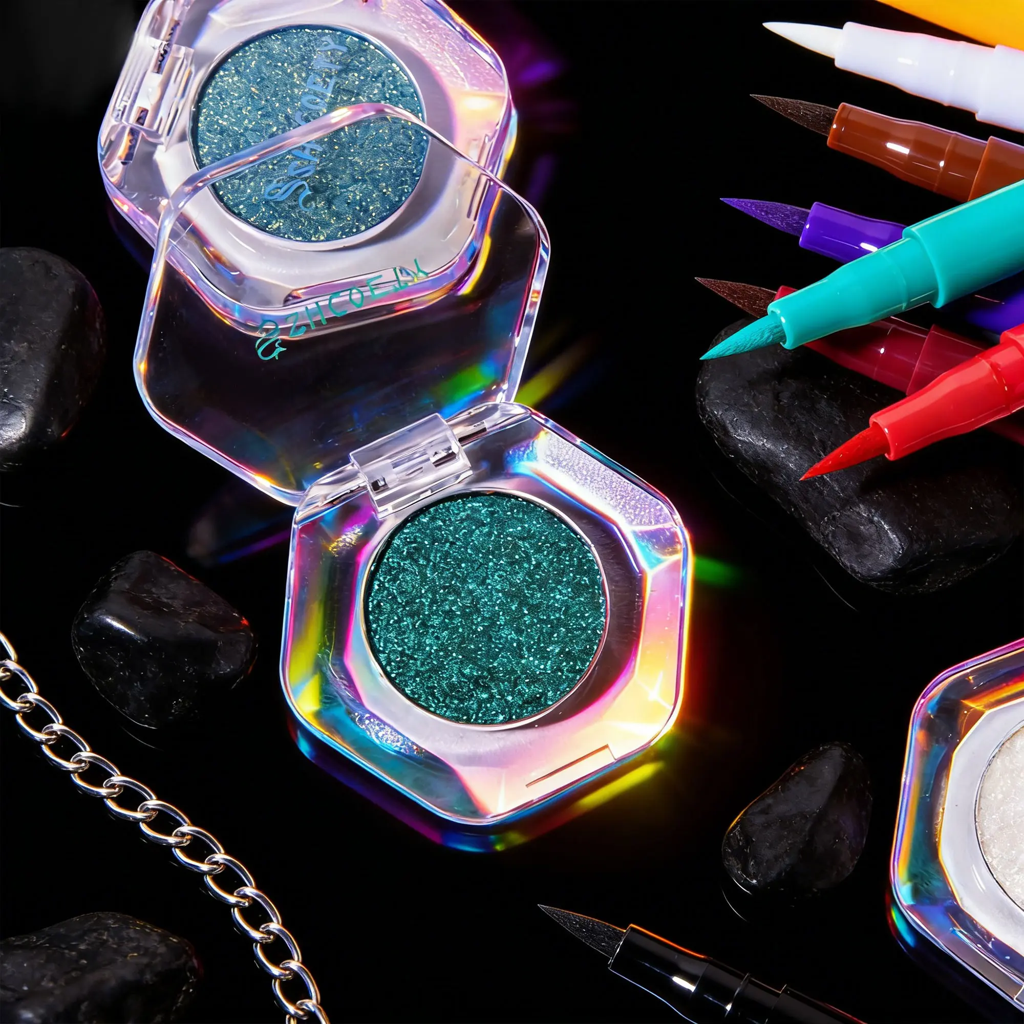 12-color combination glitter shimmer eyeshadow with eyeliner all in one set, Eye makeup products, Eyeshadow makeup, chameleon highlighter texture, fine powder that doesn't fly, smooth and easy-to-draw eyeliner, Mother's Day gift