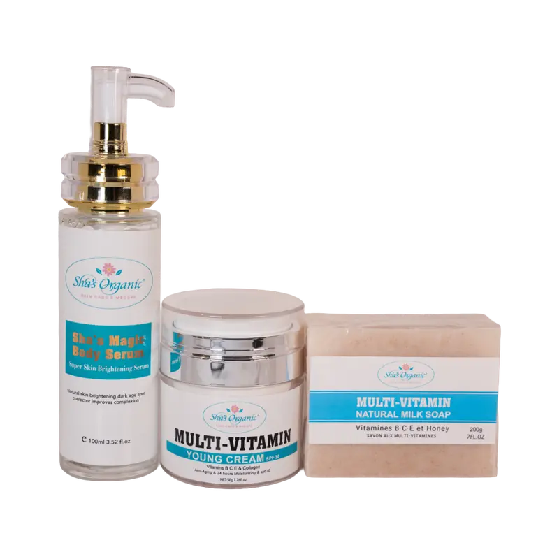 Unisex 3-Piece Glow Skin Care Set - All-Skin-Friendly SPF 30 Moisturizer, Collagen Serum, Coconut Soap with Vitamin B/C/E, Olive, Glycerin, Palm Oil for Hydration, Brightening