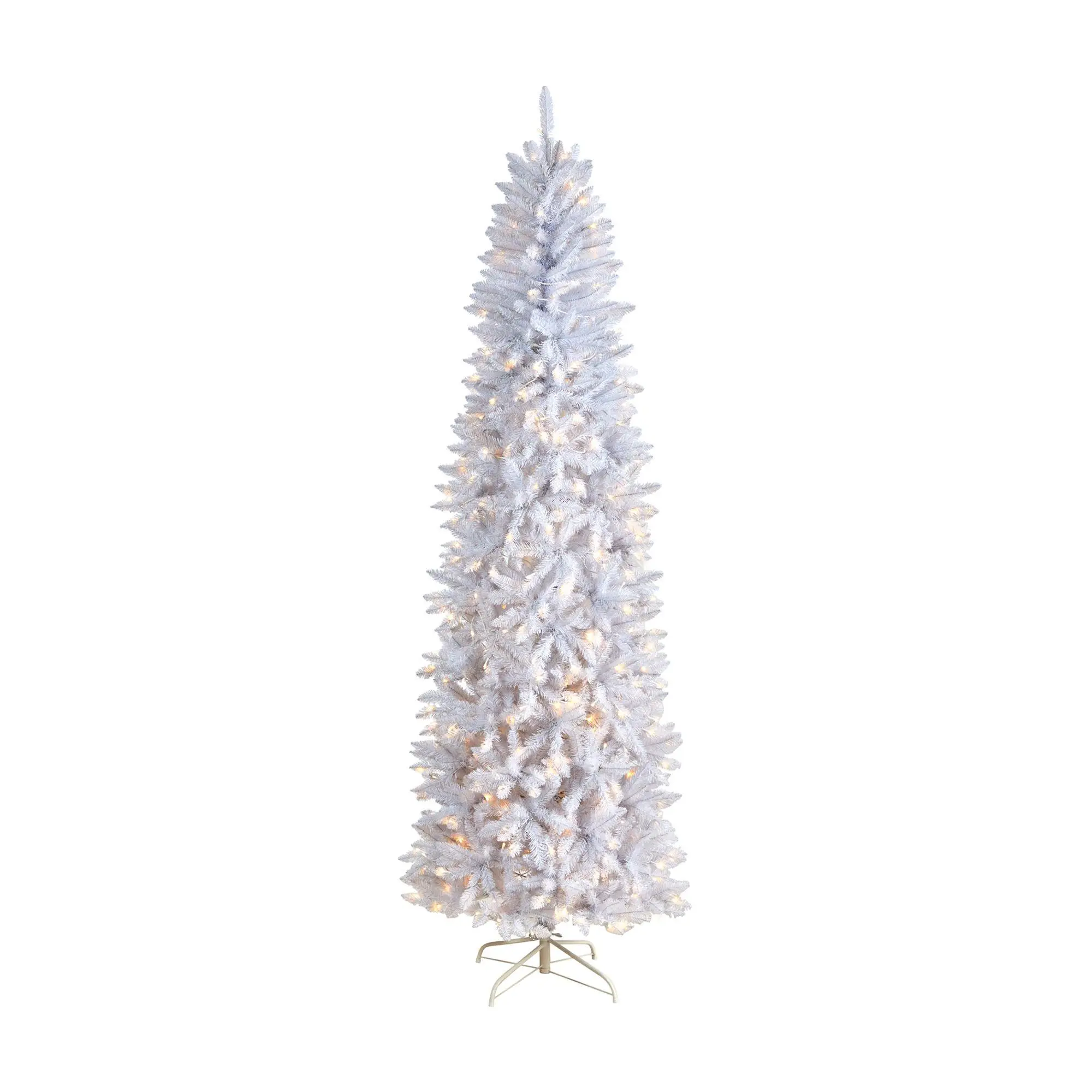 Nearly Natural 8'H Slim White Christmas Tree with 400 Lights