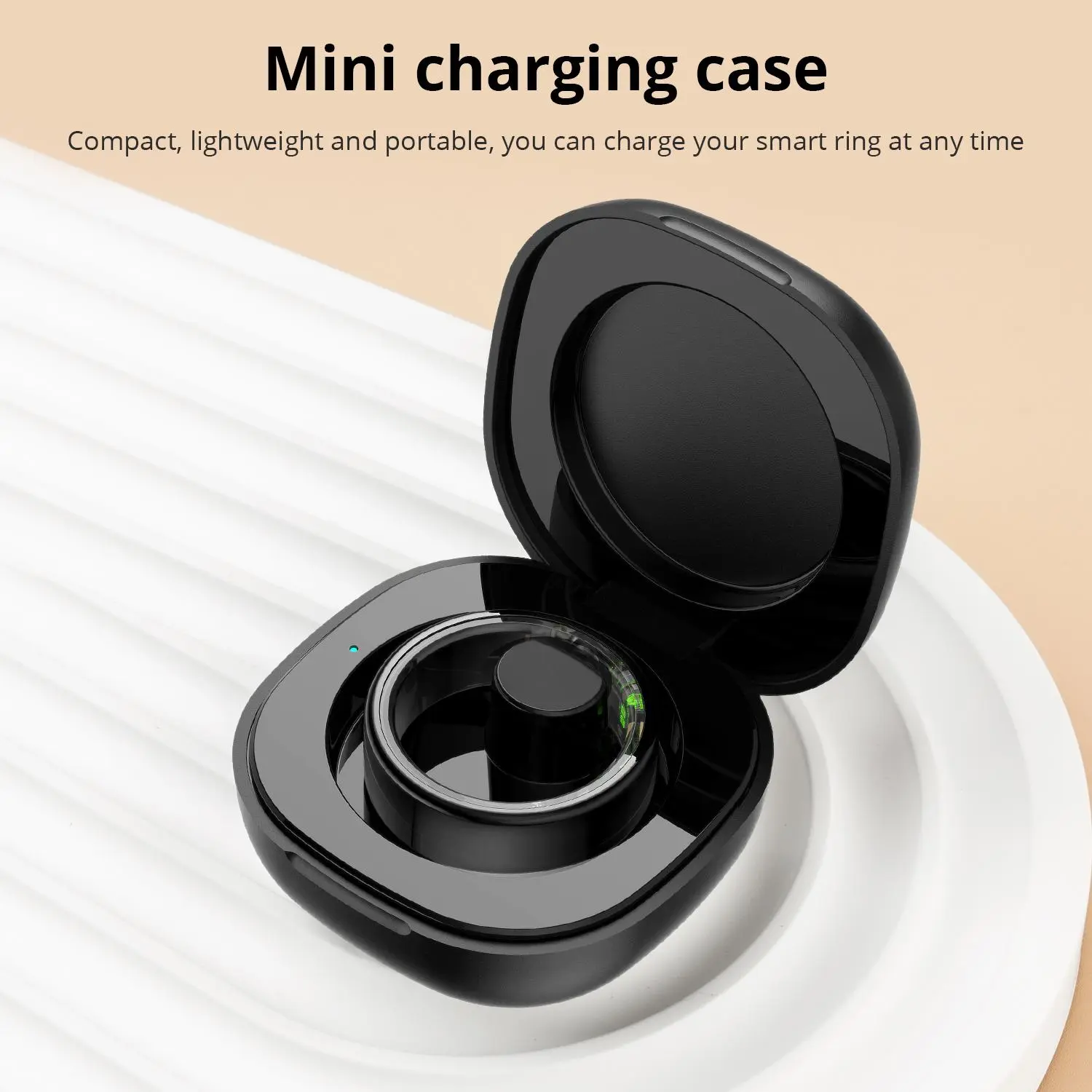 Smart Ring Charging Case, Wireless Ring Charger For COLMI R02 R10 Hitienx Smart Ring 3, 200 mAh Portable Charger, Fast USB-C Recharge in 1.5 Hours Power Wearable Accessories Gift