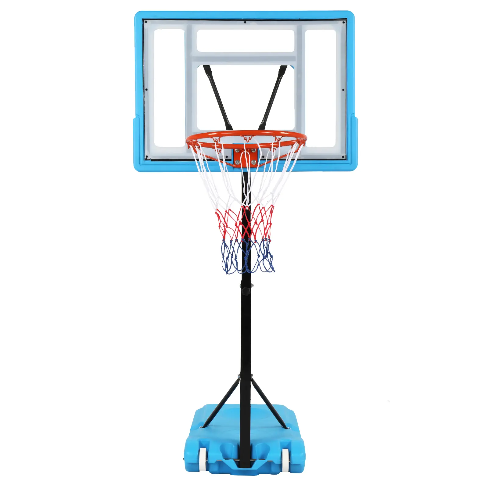 Adjustable Poolside Basketball Hoop for Kids & Adults, Outdoor Sport Set with PVC Backboard, Weather-Resistant Nylon Net, PVC-Steel Frame, Plastic Wheeled Base, for Swimming Pools, 19.8 Lbs, 38 cm Inner Diameter, Backyard Unisex Water Fun