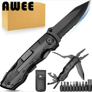 AWEE Gifts for Men,Multitool Pocket Knife with Blade,Stocking Stuffers for Men,Christmas Valentinens Day Fathers Day Birthday Gifts for Him Dad Husband,Camping,Emergency,Outdoor, knife pocket multitool Folding Stainless Steel