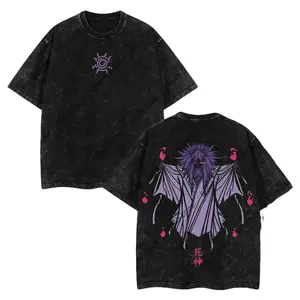 Men's Limited Edition Uzumaki Naruto Death Reaper Seal Oversized Cotton T-Shirt - Menswear Streetwear, Soft, Seamless, Double-Printed, Lightweight, Acid-Washed Top Gift for Anime Merch Collectors