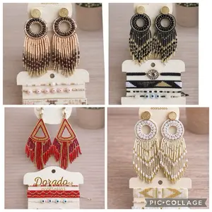 Handmade Beaded Earrings & Bracelet Set | Multicolor