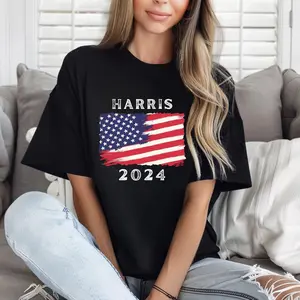 Kamala Harris 2024 American Flag Womenswear Everyday Fit Comfort T-Shirt