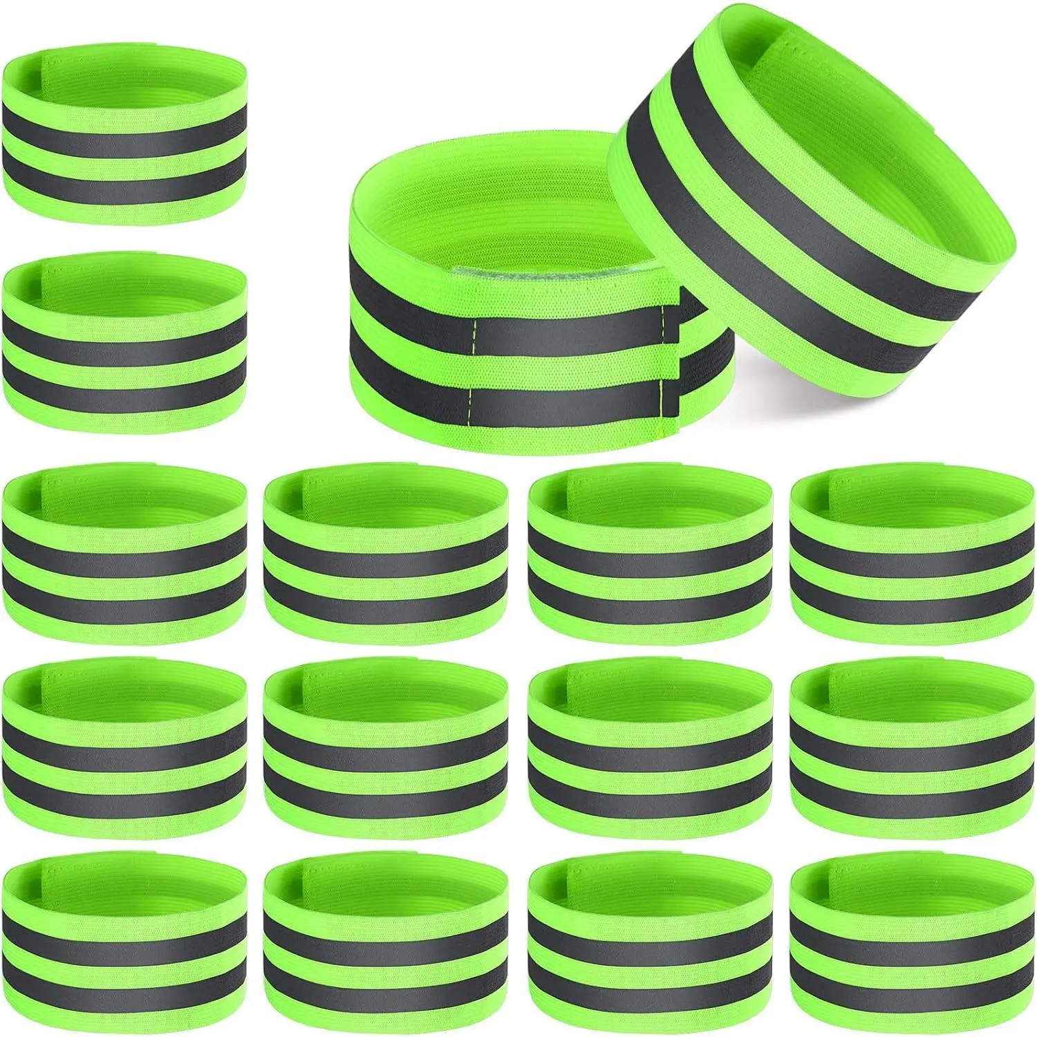 16 count Reflective Bands Reflector Bands for Wrist, Arm, Ankle, , High Visibility Reflective Gear Safety Reflector Tape Straps for Night Walking, Cycling and Running