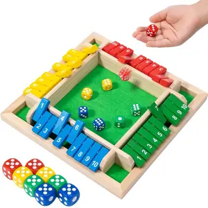 Wooden Board Game Box, 4-Person Dice Game, Classic Family Skill Development, Interactive Parent-Child Gift, Ideal Street Business Item