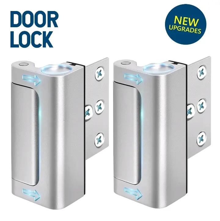 2 Pack Home Security Door Lock Withstand 800 Ibs for Inward Swinging Door, 2 Door Reinforcement Lock With 4 Screws to Prevent Unauthorized Entry Sturdy Lock Anti Theft Lock