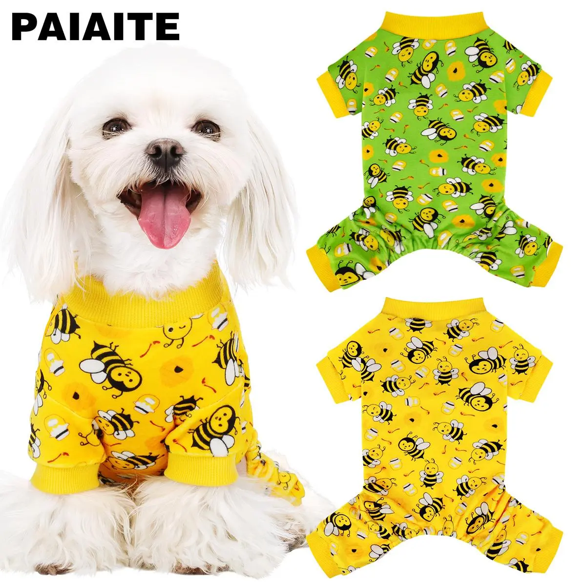 Cute Bee Print Pet Jumpsuit Costume, Soft Comfortable Pet Clothes for Small Dogs Puppy, Pet Clothes for All Seasons