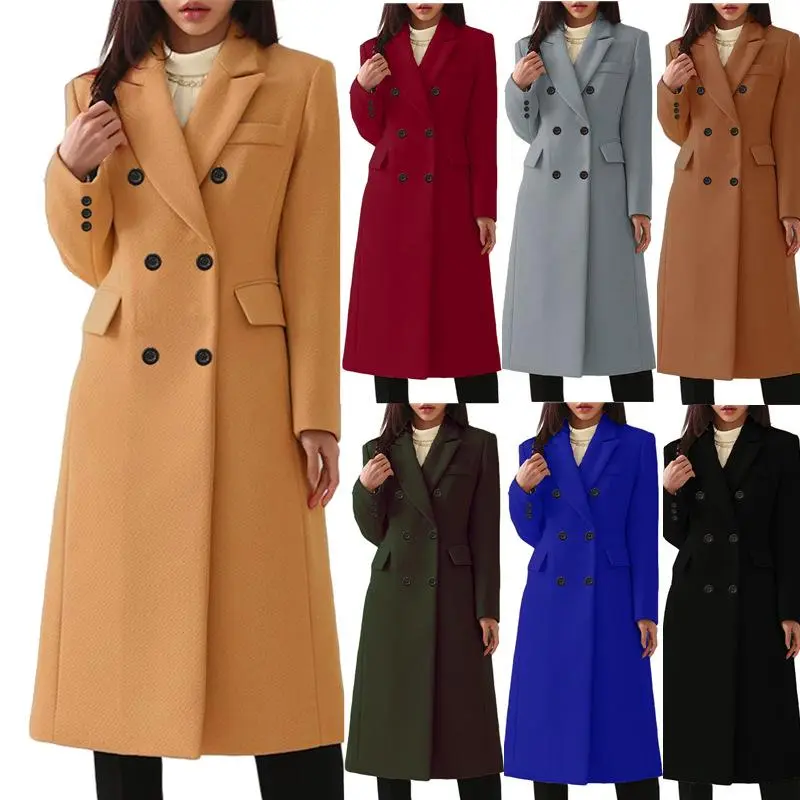 Autumn and Winter Long plus Size Woolen Women's Coat Woolen Coat Seven Colors Size 8 Hair