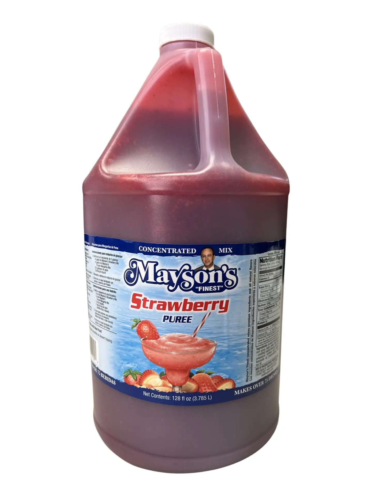 Mayson's Strawberry Puree (Restaurant Style) - 1 Gallon Bottle, Makes 85+ Drinks - Premium Ingredients (Greate for Cocktails, Smoothies, Dessert Topping)
