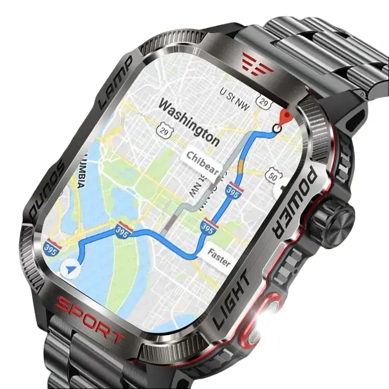 New Military GPS wireless track Smart Watch Men Flashlight Compass ip67 Waterproof 600mAh Battery Outdoor Sport heart rate Tracker Bluetooth Call Smartwatch
