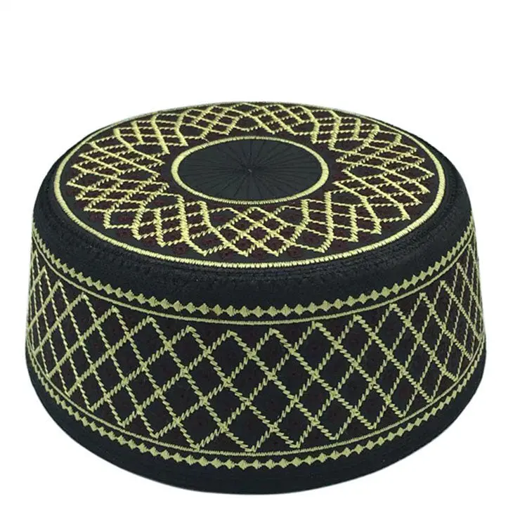 Men's Islamic Prayer Hat | Cotton Embroidery Muslim Kufi Cap