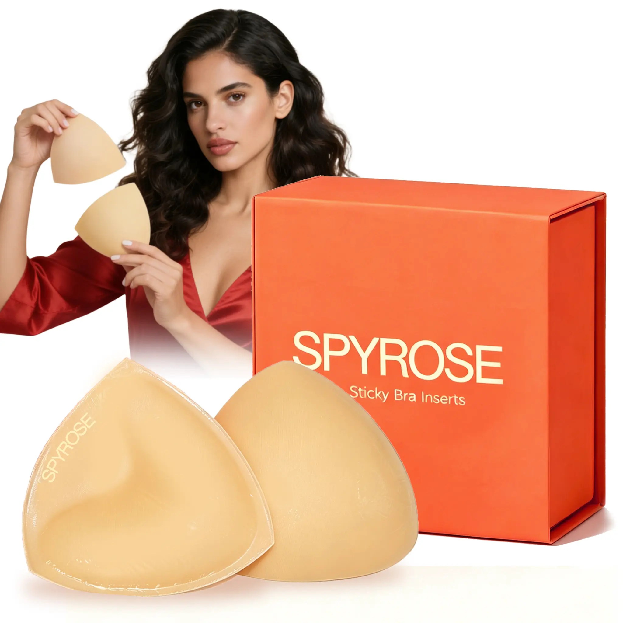 SPYROSE Sticky Bra Inserts, Double-sided Sticky Push Up Inserts, Reusable Bra Pad Inserts for Bikini Dress Swimsuit Sports Bra Comfort Comfortable Fit Style Water Proof Womenswear Outfit(Random shipment of new and old packaging)
