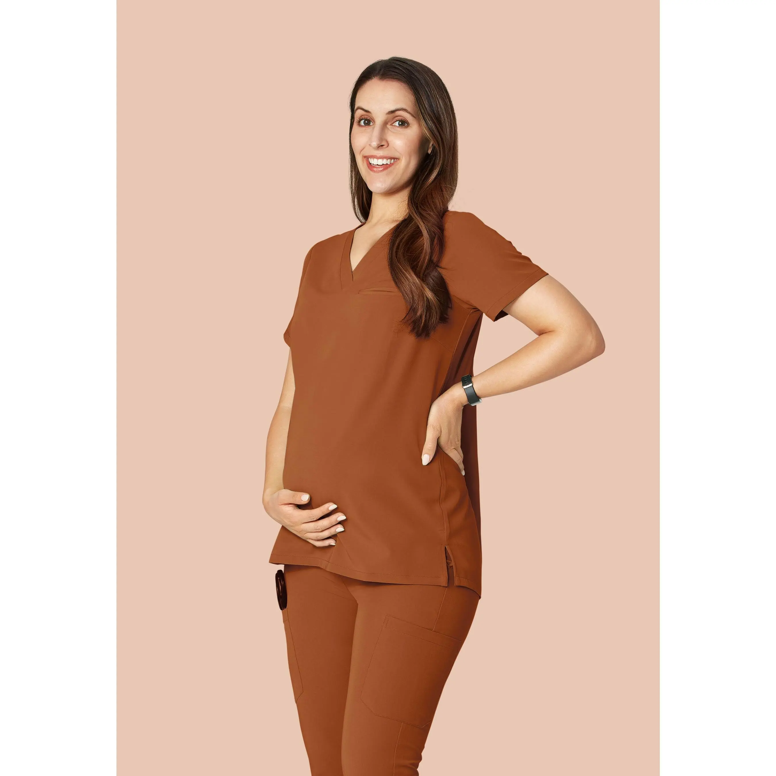 Maternity One Pocket Top Roasted Pecan