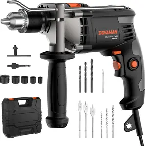 DOVAMAN Corded Hammer Drill, Multi-Material Drilling, 850W/3000RPM, Variable Speed, Hole Saw, Woodworking Flat Drill, Glass/Tile Drill Bit, 2 Functions, 13MM Metal Chuck