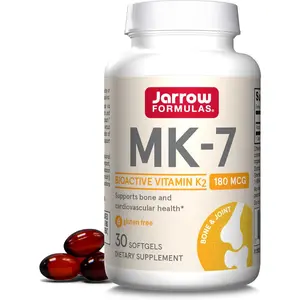 Jarrow Formulas MK-7 180 mcg Vitamin K2 Dietary Supplement - Supports Bone and Cardiovascular Health, 30 Softgels, 30 Day Supply - Healthcare