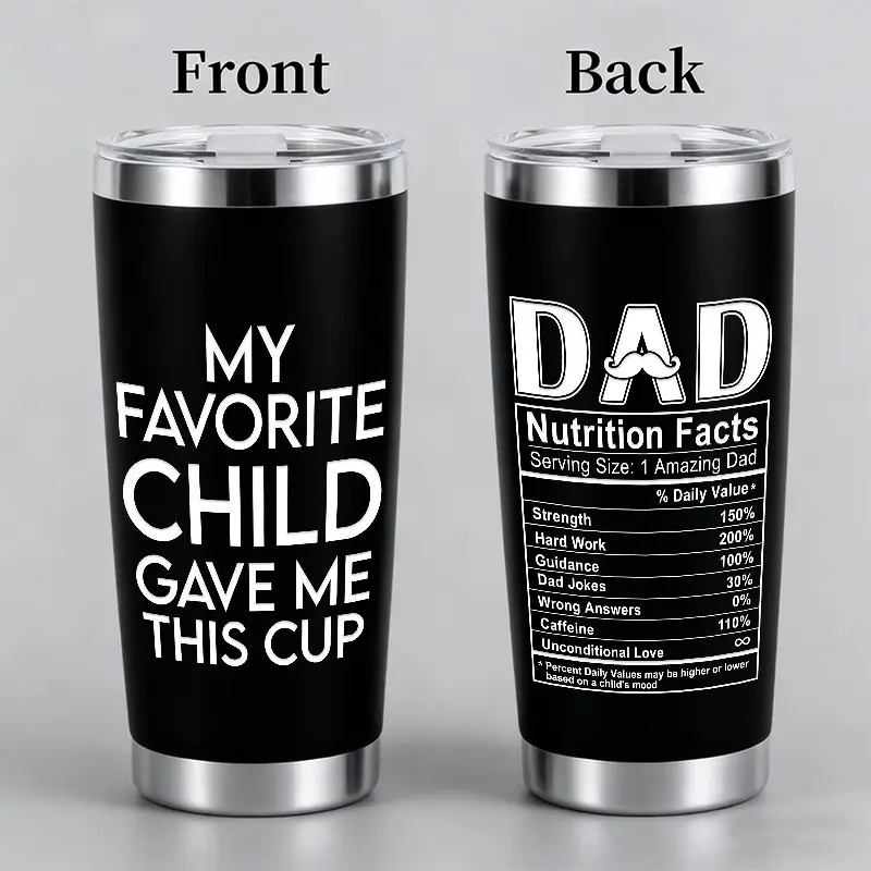 Dad Tumbler 20oz,Funny Fathers Day Sturdy, Stainless Steel Tumbler,Travel Mug,Double Wall Insulated Coffee Cup,Insulated Wine Glasses Travel Tumbler for Cold&Hot Drinks,Reusable Spill-Proof Design,Gift for Family on Father's Day Christmas, Insulation