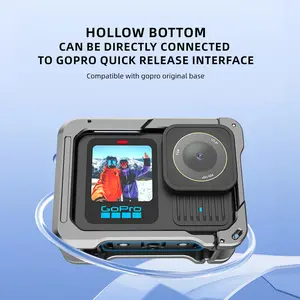 Aluminum Metal Cage for GoPro 13/12/11/10/9 Protective Frame Housing with 1/4 Screw Quick Release Case Cold Shoe 13 Accessories Set