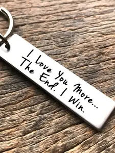 1 Pc Y2K Style Goth Couple Stainless Steel Keychain, Stylish Keyring with "I Love You More. The End. I Win." Message, Gift Keychain for Boyfriend, Birthday or Anniversary Gift for Him, Car Accessory or Bag Pendant, Bag Charms, Keychain for Bags