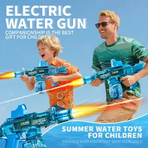 Ultimate Battle Powerful Electric Water Gun, Automatic Squirt Gun with Glowing Realistic Muzzle 320cc High Capacity, Up to 32 FT Range, Outdoor Summer Party Toy for Adults &Kids Toys for Christmas Gift, Black Friday ,GiftsHalloween Present