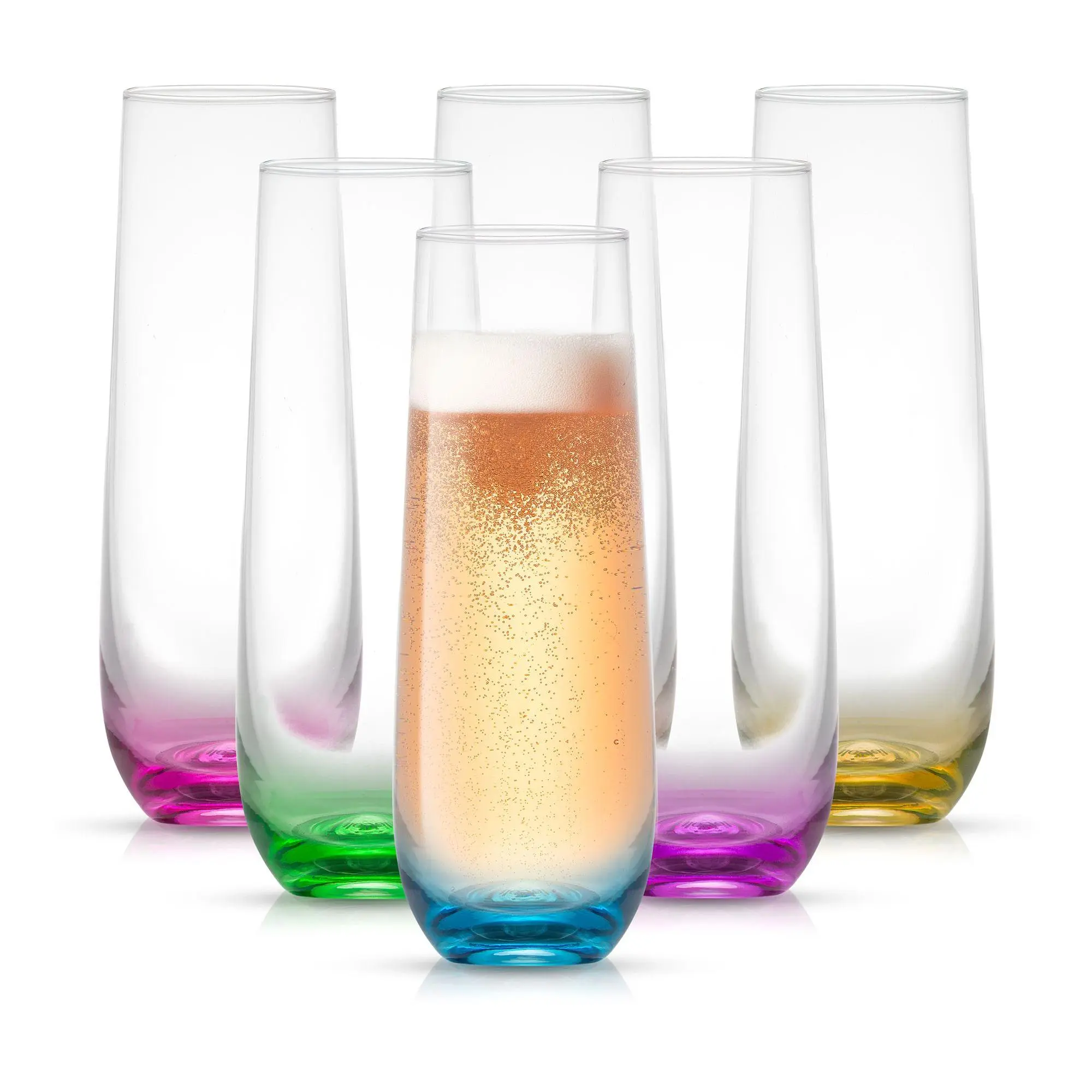 JoyJolt Set of (6) 9.4-oz Stemless Champagne Flute Glasses JoyJolt Set of (6) 9.4-oz Stemless Champagne Flute Glasses