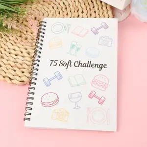 Mothersdaysale 75 Soft Fitness Challenge Joumal & Planner-A4 Soft ChallengePlanner Notebook，Time Management & Efficiencylmprovement Record Book,Creative Gift,Office Stationery & supplies