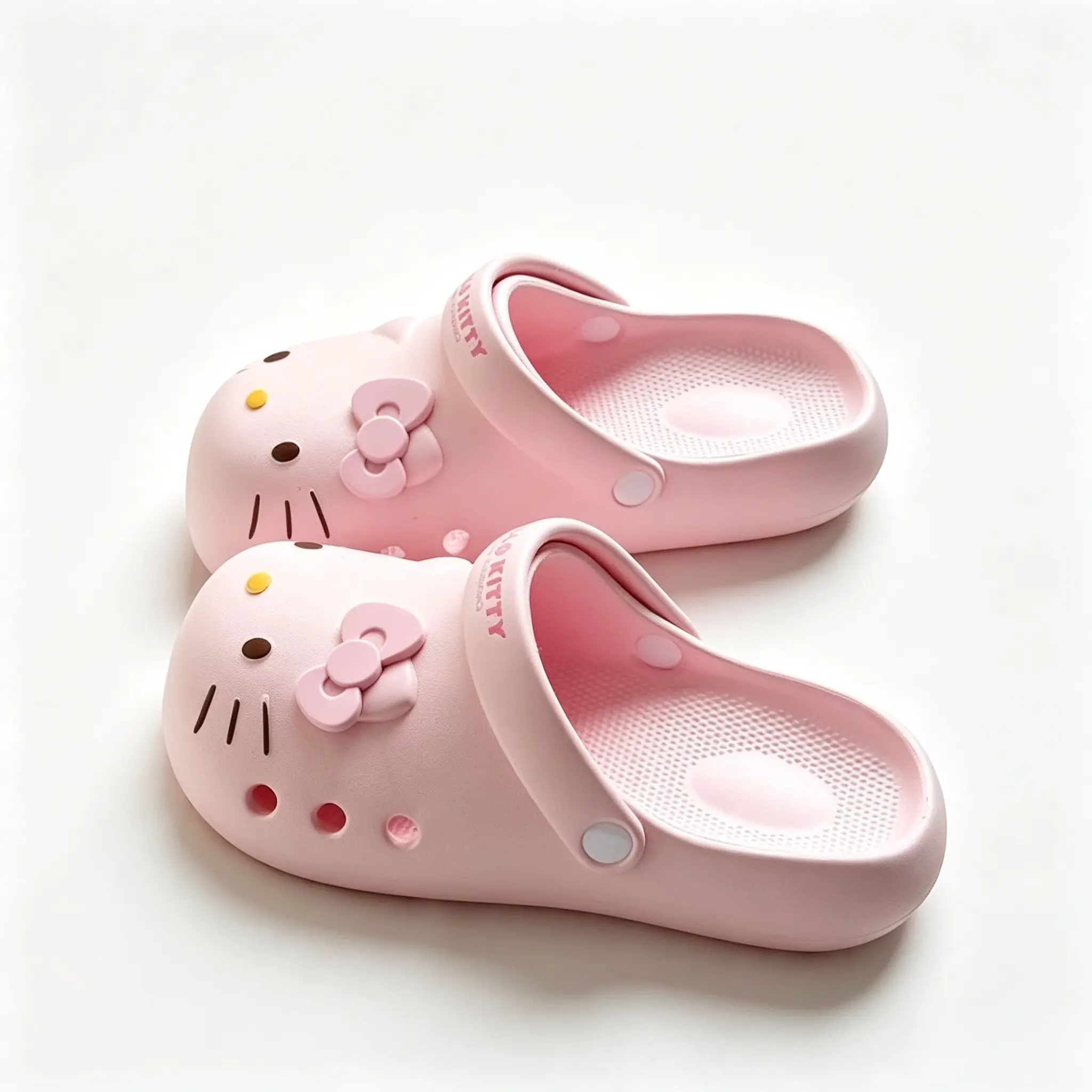 Sanrio Hello Kitty Pink Hole Clog Shoes - Breathable Synthetic EVA, Non-Slip Toddler Girl Shoes & Girls/Kids Beachwear for Gardens, Summer Use, Kawaii, Single Pair