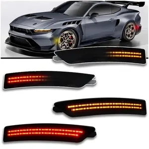 Smoked LED Side Marker Light Kit for 2024-2025 Ford Mustang (EcoBoost/ GT/ Dark Horse) - Dynamic Turn Signals (Amber Front + Red Rear) | 4-Piece